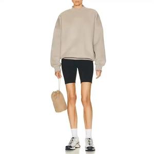 Oem Custom Embroidered Autumn/Winter <b>Long</b> Front Heavyweight Fleece Oversized Plain Mock Neck <b>Sweatshirt</b> <b>Women</b> - Product Image 2