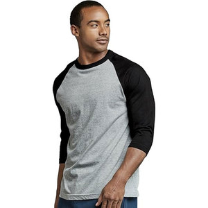 Camiseta de béisbol de manga 3/4 Unisex de alta calidad con logotipo personalizado 100% algodón transpirable Running Quarter Raglan Sleeve camiseta para adultos - Product Image 6