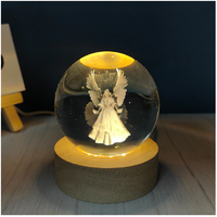 Boule de cristal sculptée, chargement USB, veilleuse, ornements créatifs, cadeaux d'anniversaire, Articles d'ameublement, boule de cristal, décoration de la maison
