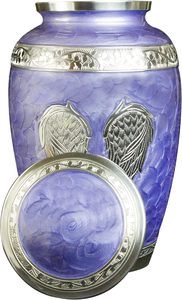 Urne funéraire Purple Angel Wings avec souvenir assorti et sac en velours - Product Image 3