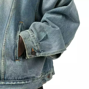 Sudadera con capucha de algodón pesado lavado con ácido Vintage con cremallera para hombre logotipo bordado personalizado Rhinestone Sun Faded Hoodie - Product Image 5