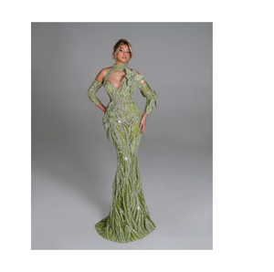 ชุดราตรีทรงเมอร์เมดแบบคลาสสิก ยาวกรอมพื้น ประดับลูกปัดและคริสตัล ดีไซน์หรูหรา ระบายอากาศได้ดี - Product Image 3