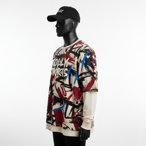 Camiseta 100% algodón para hombre, corte holgado, estampada, de doble capa, manga larga, estilo nuevo, camiseta de doble manga personalizada. - Product Image 3