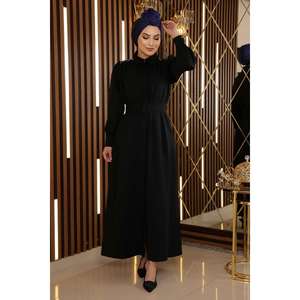 Robe décontractée avec ceinture et détails en pierres, 100% coton - Product Image 3