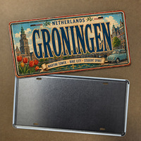 Placa Metálica Vintage de Groningen, Países Bajos, Letrero de Metal Rústico, Decoración de Pared para Cafetería Estudiantil, Estilo Antiguo