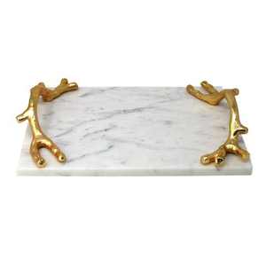 Hot Selling <b>Copper</b> Plated Metal Glass Mirror Circle Tray Home Decorative Serving Tray for <b>Kitchen</b> Use for Diwali - Product Image 4