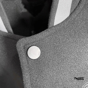 Men's High Street Style Varsity Letterman <b>Baseball</b> <b>Bomber</b> <b>Jacket</b> Wool Body with Leather Sleeves and Stand Collar - Product Image 6