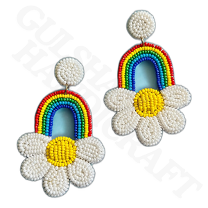 Vibrant Rainbow Handmade Boho <b>Jewelry</b> Stunning Multicolor Beaded Dangle Drop Earrings for <b>Pride</b> Celebration Lightweight Fashion - Product Image 3