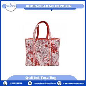 Dernier modèle Sac fourre-tout imprimé Hand Block Sacs de soirée matelassés en coton doux Sortie du fabricant à vendre - Product Image 2