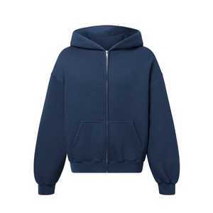 เสื้อมีฮู้ดปักซิปรูดแบบยูนิเซ็กซ์ใส่ได้ทุกเพศเสื้อแนวสตรีทเสื้อไหล่ตกจาก100% เทอร์รี่ผ้าคอตตอนเป็นมิตรกับสิ่งแวดล้อม - Product Image 1