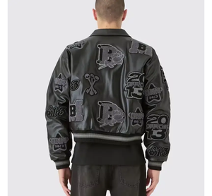 เสื้อแจ็คเก็ตกันลมสำหรับผู้ชายและผู้หญิงเสื้อแจ็คเก็ตหนังปักโลโก้กำมะหยี่ดีไซน์ตามสั่ง - Product Image 4