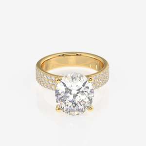 แหวนทอง 14K ประดับเพชรโมอิสซาไนต์ทรงรีสามชั้น ดีไซน์หรูหราและสง่างาม - Product Image 1