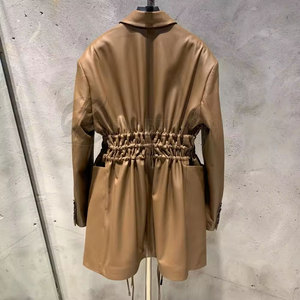 Abrigo Largo Cálido para Mujer, Abrigo de Invierno a la Moda, Transpirable, de Punto, de Cuero, Liso, Teñido, Color Personalizado, Prenda Exterior Elegante, Gabardina - Product Image 2