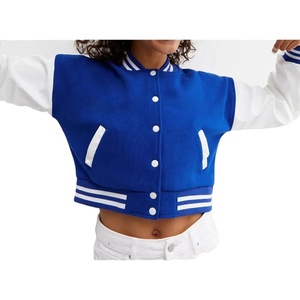 Top Trending Custom Color Mujer Crop Varsity Jacket Transpirable Tejido Algodón Nuevo Elegante Manga Larga Longitud Corta Ropa Casual - Product Image 4