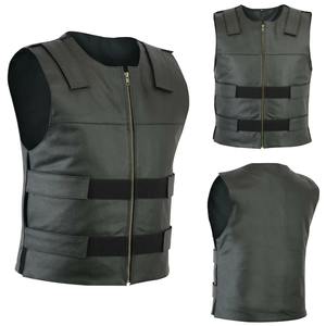 Gilet en cuir crâne respirant d'hiver pour hommes Vêtements d'extérieur sans manches solides - Product Image 5