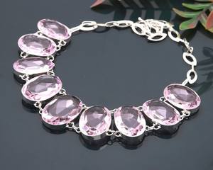 Colgante Infantil de Kunzita Rosa Facetada, Plata de Ley 925, Forma Ovalada, Piedra Preciosa, Cadena Ajustable Hecha a Mano, Regalo de Joyería - Product Image 3