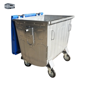Durable outdoor galvanized steel dumpster waste bin 1100 liter wheelie metal waste container with lids