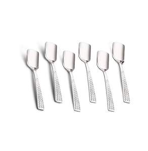 ชุดช้อนเหล็กแบบแบนชุด6ชิ้นงานฝีมือใหม่ทำด้วยมือชุดขนมหวานทำจากเหล็กจำนวนมาก - Product Image 1