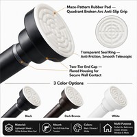 Tringle de Douche Télescopique Noire Sans Perçage, Barre à Tension Ajustable 50-80 cm pour Salle de Bain