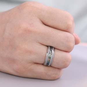Jeulia Opal <b>Abalone</b> <b>Shell</b> Titanium Steel Men's Wedding Ring - Product Image 3