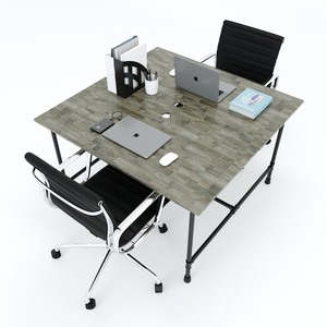 HBON006 Système d'assemblage de bureaux en cluster pour 2 personnes, style design industriel, 120x120, concept de tuyauterie - Product Image 2