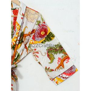 Kimono japonés con estampado de algodón 100% a mano para mujer, albornoz largo Floral, albornoz ligero de estilo bohemio - Product Image 4