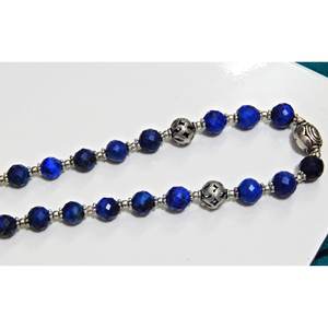 925 Sterling Silver Wedding Necklace Elegant Pearl Gift Item with Natural Cut Lapis Lazuli <b>Beads</b> Strand Type Chain - Product Image 5