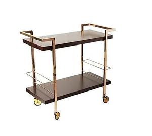 Carrito de servicio de acero inoxidable con diseño de círculo con acabado dorado Carrito de servicio decorativo para hotel en casa a precio al por mayor - Product Image 4