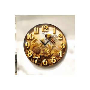 Reloj de pared de mesa de madera con patrón de abeja colorido, 50cm, número silencioso, regalo, diseño llamativo para decoración del hogar - Product Image 6