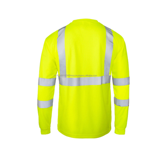 High Visibility Reflective Safety Men Polo Shirt Full Sleeve Safety Full Sleeve Polo Shirt for Men Unisex <b>Clothing</b> Safety - Product Image 2