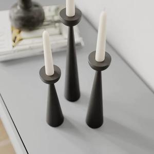 Porte-bougie en bois noir minimaliste pour la décoration de la maison, l'aménagement des étagères, la mise en place de la table à manger et la décoration des restaurants, fabriqué à la main en Inde - Product Image 1