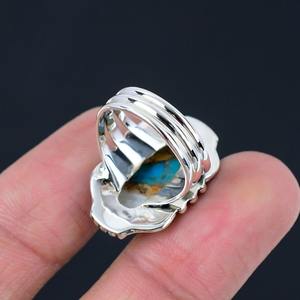 Bague tournante en argent sterling 925 avec pierre précieuse turquoise de forme ovale, cadeau de mariage, bijoux fins faits à la main, bague de promesse naturelle, fête - Product Image 3