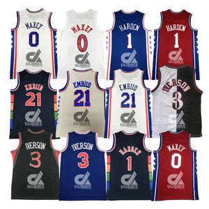Maillot de basket rétro en maille en gros, personnalisable, pour homme, Harden 1, Iverson 3, Embiid 21, vêtements de sport respirants, logo XS - Product Image 2
