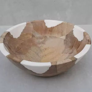 Tazón Redondo Grande de Madera, Diseño Moderno, Vajilla, Tazón de Madera, Diseño Pulido, Tazón para Servir Masa, Tazón de Resina Moderno para Ensalada - Product Image 1