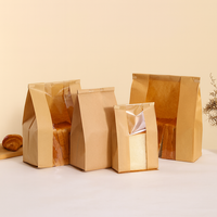 Sac en papier kraft à fond pointu pour la restauration, la pâtisserie et les aliments, sac à pain long, impression en stock pour le stockage de sushis et de bagels