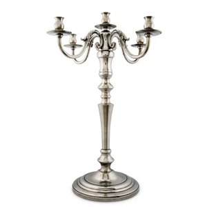 Élégant candélabre en argent à 5 bras parfait pour la décoration des vacances et les occasions spéciales ajoute une ambiance sophistiquée à n'importe quelle pièce - Product Image 2