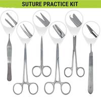 Kit Completo de Práctica de Sutura Médica con Maniquí para Entrenamiento de Estudiantes de Enfermería y Medicina, Instrumentos Quirúrgicos de Acero Inoxidable