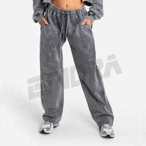 Nueva Sudadera con capucha recortada de lavado personalizada y chándal de algodón para mujer Terry Cloth de talla grande con cremallera completa chaqueta con capucha conjunto de salón de dos piezas - Product Image 1