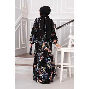 Vestido modesto Hijab de viscosa negra con Bata - Product Image 5