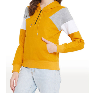 Sudaderas con capucha coreanas de algodón de calidad superior al por mayor para mujer sudaderas con capucha tejidas con media cremallera personalizadas OEM - Product Image 1