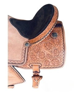 Pelle occidentale sella cavallo Tack Barrel Trail piacere selle inglese prodotti da corsa di cavalli dall'India - Product Image 3