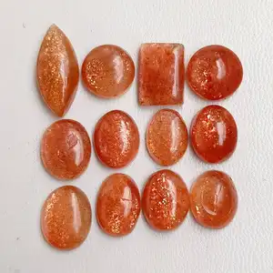 Cabochons de pierre de soleil 100% naturelle, formes variées, facettés, pierres précieuses, coupe fantaisie, dorés, cirés/huilés, non montés, calibrés, pour bijoux - Product Image 1