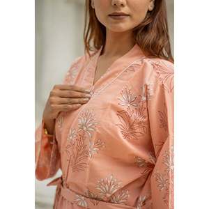 Kimono de Algodón de Lujo para Mujer, Bata Larga Suave y Transpirable, Talla Única, Ropa de Dormir, Ropa de Playa y de Descanso - Product Image 1