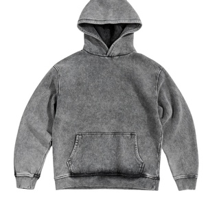เสื้อฮู้ดดี้สีเทาฟอกสไตล์วินเทจ ทรงโอเวอร์ไซส์ ผ้าฝ้ายฟลีซเนื้อนุ่ม เสื้อฮู้ดดี้สีเทาฟอกวินเทจ สตรีทแวร์พรีเมียม - Product Image 1