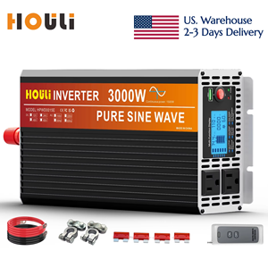 Convertisseur d'énergie à onde sinusoïdale pure HOULI DC 12V/24V vers AC110V pour voiture avec prises US - Product Image 3