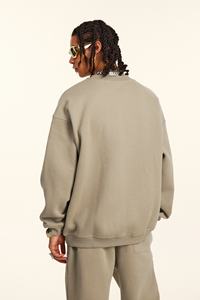 Puff estampado bordado en blanco algodón liso de gran tamaño pesado cuello redondo pulóver sudadera Streetwear sudadera para hombre - Product Image 5