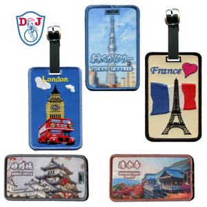 ป้ายติดกระเป๋าเดินทางผ้าแบบกำหนดเอง ปักลาย พร้อมพิมพ์ลายแบบระเหิด ป้ายกระเป๋าเดินทาง ญี่ปุ่น ลอนดอน ฝรั่งเศส - Product Image 1