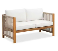 Ensemble de canapés de jardin en bois d'acacia et bambou de style moderne avec coussins en bois massif pour meubles d'extérieur