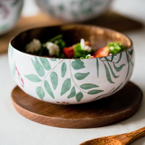 ชุดชามสลัดไม้อะคาเซียชามใส่เทียนชามสลัดทำจากไม้ขัดมันทั้งหมดสำหรับปาร์ตี้จานผลไม้โดยงานฝีมือเสี้ยว - Product Image 4