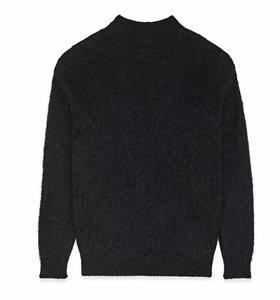 Pull en maille de mohair pour homme à col rond à manches longues avec logo personnalisé en gros, design jacquard, noir - Product Image 5